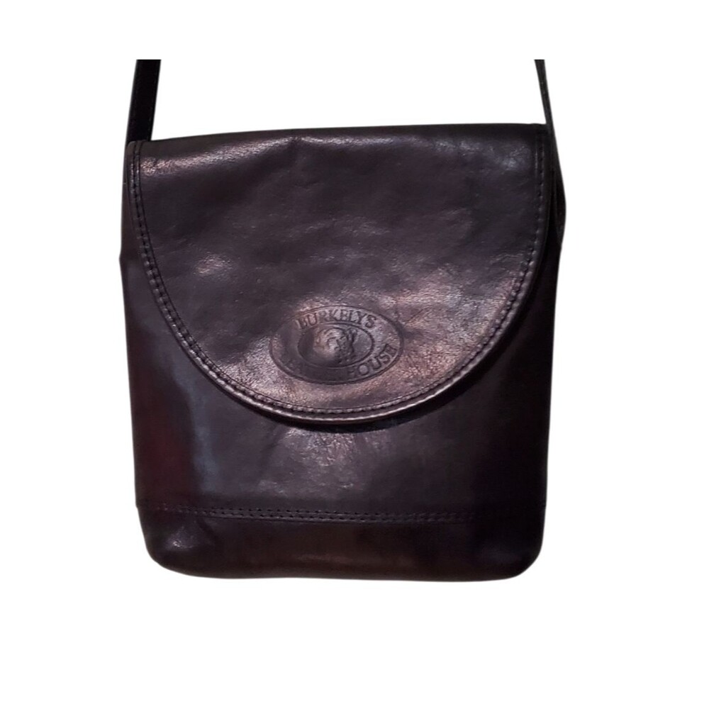 Vintage BURKELYS LEATHER HOUSE Black Mini Messenger Crossbody/Shoulder Bag